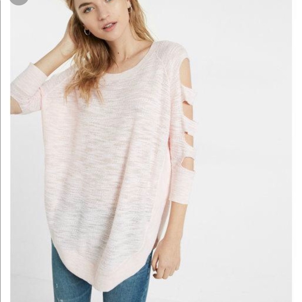 Express cutout sleeve circle hem sweater